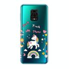 For Xiaomi Redmi Note 9S Shockproof Painted Transparent TPU Protective Case(Unicorn) - 1