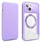 For iPhone 14 CD Texture Magsafe Flip Leather Phone Case(Purple) - 1