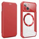 For iPhone 14 Plus CD Texture Magsafe Flip Leather Phone Case(Red) - 1