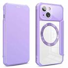 For iPhone 14 Pro CD Texture Magsafe Flip Leather Phone Case(Purple) - 1