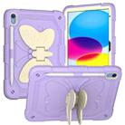 For iPad 10th Gen 10.9 2022 Butterfly Kickstand Heavy Duty Hard Rugged Tablet Case(Gream Light Purple) - 1