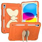 For iPad 10th Gen 10.9 2022 Butterfly Kickstand Heavy Duty Hard Rugged Tablet Case(Gream Gold Orange) - 1