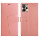 For Realme 9i 5G HT01 Y-shaped Pattern Flip Leather Phone Case(Pink) - 1