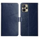 For Realme 9i 5G HT01 Y-shaped Pattern Flip Leather Phone Case(Blue) - 1