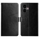 For Realme 10 Pro+ HT01 Y-shaped Pattern Flip Leather Phone Case(Black) - 1