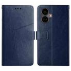 For Realme 10 Pro+ HT01 Y-shaped Pattern Flip Leather Phone Case(Blue) - 1
