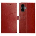 For Realme 10 Pro+ HT01 Y-shaped Pattern Flip Leather Phone Case(Brown) - 1