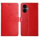 For Realme 10 Pro+ HT01 Y-shaped Pattern Flip Leather Phone Case(Red) - 1
