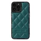 For iPhone 14 Diamond Pattern Leather Phone Case(Green) - 1