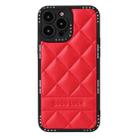 For iPhone 14 Diamond Pattern Leather Phone Case(Red) - 1