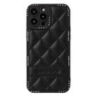 For iPhone 14 Plus Diamond Pattern Leather Phone Case(Black) - 1