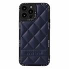 For iPhone 14 Plus Diamond Pattern Leather Phone Case(Blue) - 1