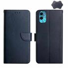 For Motorola Moto E22s Genuine Leather Fingerprint-proof Flip Phone Case(Blue) - 1