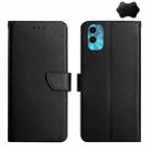 For Motorola Moto E22s Genuine Leather Fingerprint-proof Flip Phone Case(Black) - 1