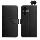 For Realme 10 Pro+ Genuine Leather Fingerprint-proof Flip Phone Case(Black) - 1