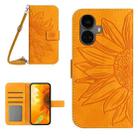For Realme 10 Pro+ Skin Feel Sun Flower Pattern Flip Leather Phone Case with Lanyard(Yellow) - 1