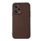 For Xiaomi Redmi Note 12 Pro 5G China Carbon Fiber Texture Shockproof Protective Phone Case(Brown) - 1