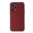 For Xiaomi Redmi Note 12 Pro 5G China Carbon Fiber Texture Shockproof Protective Phone Case(Red) - 1