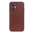 For Xiaomi Redmi Note 12 China Sheep Texture Genuine Leather Shockproof Phone Case(Brown) - 1