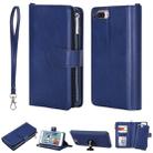 For iPhone 7 Plus / 8 Plus 2 in 1 Solid Color Zipper Shockproof Protective Case with Card Slots & Bracket & Photo Holder & Wallet Function(Blue) - 1