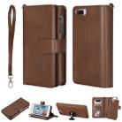 For iPhone 7 Plus / 8 Plus 2 in 1 Solid Color Zipper Shockproof Protective Case with Card Slots & Bracket & Photo Holder & Wallet Function(Brown) - 1
