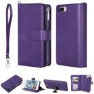 For iPhone 7 Plus / 8 Plus 2 in 1 Solid Color Zipper Shockproof Protective Case with Card Slots & Bracket & Photo Holder & Wallet Function(Purple) - 1