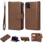 For iPhone 11 2 in 1 Solid Color Zipper Shockproof Protective Case with Card Slots & Bracket & Photo Holder & Wallet Function(Brown) - 1