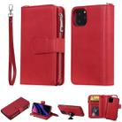 For iPhone 11 Pro 2 in 1 Solid Color Zipper Shockproof Protective Case with Card Slots & Bracket & Photo Holder & Wallet Function(Red) - 1