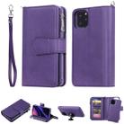 For iPhone 11 Pro 2 in 1 Solid Color Zipper Shockproof Protective Case with Card Slots & Bracket & Photo Holder & Wallet Function(Purple) - 1