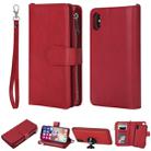 For iPhone X / XS 2 in 1 Solid Color Zipper Shockproof Protective Case with Card Slots & Bracket & Photo Holder & Wallet Function(Red) - 1