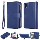 For iPhone XR 2 in 1 Solid Color Zipper Shockproof Protective Case with Card Slots & Bracket & Photo Holder & Wallet Function(Blue) - 1