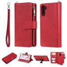 For Galaxy Note 10 2 in 1 Solid Color Zipper Shockproof Protective Case with Card Slots & Bracket & Photo Holder & Wallet Function(Red) - 1