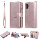 For Galaxy Note 10 Pro 2 in 1 Solid Color Zipper Shockproof Protective Case with Card Slots & Bracket & Photo Holder & Wallet Function(Rose Gold) - 1