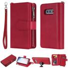 For Galaxy S10e 2 in 1 Solid Color Zipper Shockproof Protective Case with Card Slots & Bracket & Photo Holder & Wallet Function(Red) - 1