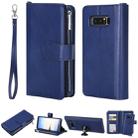 For Galaxy Note 8 2 in 1 Solid Color Zipper Shockproof Protective Case with Card Slots & Bracket & Photo Holder & Wallet Function(Blue) - 1