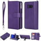 For Galaxy S8 2 in 1 Solid Color Zipper Shockproof Protective Case with Card Slots & Bracket & Photo Holder & Wallet Function(Purple) - 1