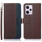 For Xiaomi Redmi Note 12 Pro+ China KHAZNEH Litchi Texture Leather RFID Phone Case(Brown) - 1