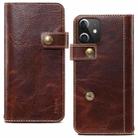 For iPhone 12 mini Denior Oil Wax Cowhide DK Magnetic Button Leather Phone Case(Brown) - 1