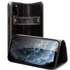 For iPhone 13 Pro Denior Oil Wax Cowhide DK Magnetic Button Leather Phone Case(Black) - 1