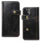 For iPhone 14 Denior Oil Wax Cowhide DK Magnetic Button Leather Phone Case(Black) - 1