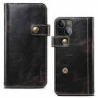 For iPhone 14 Plus Denior Oil Wax Cowhide DK Magnetic Button Leather Phone Case(Black) - 1