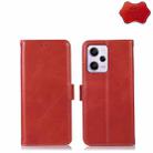 For Xiaomi Redmi Note 12 Pro 5G China Crazy Horse Top Layer Cowhide Leather Phone Case(Red) - 1