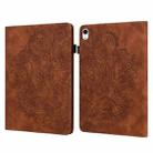 For iPad 10th Gen 10.9 2022 Peacock Embossed Pattern Leather Tablet Case(Brown) - 1