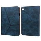 For iPad 10th Gen 10.9 2022 Solid Color Embossed Striped Leather Tablet Case(Blue) - 1