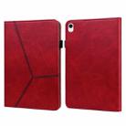 For iPad 10th Gen 10.9 2022 Solid Color Embossed Striped Leather Tablet Case(Red) - 1