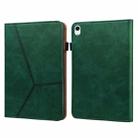 For iPad 10th Gen 10.9 2022 Solid Color Embossed Striped Leather Tablet Case(Green) - 1