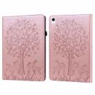 For iPad 10th Gen 10.9 2022 Tree & Deer Embossed Leather Tablet Case(Pink) - 1