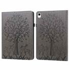 For iPad 10th Gen 10.9 2022 Tree & Deer Embossed Leather Tablet Case(Grey) - 1