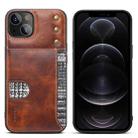 For iPhone 14 Denior Oil Wax Cowhide Card Slot Phone Case(Brown) - 1