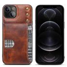 For iPhone 13 Denior Oil Wax Cowhide Card Slot Phone Case(Brown) - 1